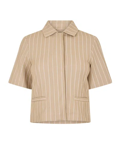 Max Mara Striped Jacket In Nude
