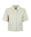 Max Mara Mxmangio Collared Striped Jacket Front Pockets In White