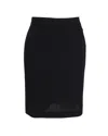 Max Mara Striped Knee-length Skirt In Black Cotton In Black