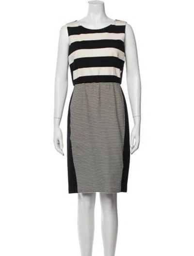 Pre-owned Max Mara Striped Knee-length Dress In Black