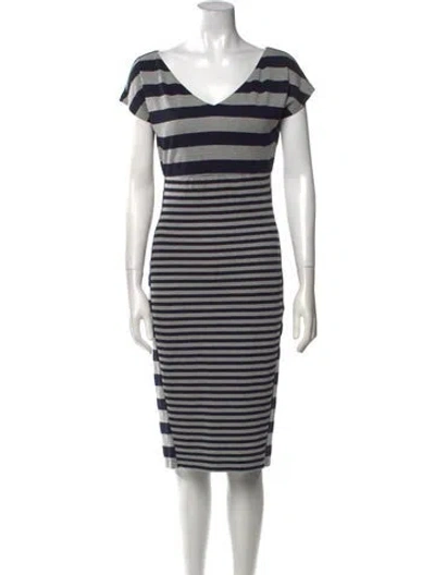 Pre-owned Max Mara Striped Knee-length Dress In Gray