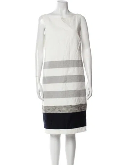 Pre-owned Max Mara Striped Knee-length Dress In White