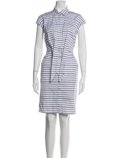 Pre-owned Max Mara Striped Knee-length Dress In White