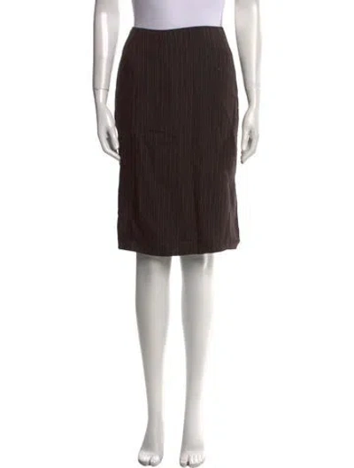 Pre-owned Max Mara Striped Knee-length Skirt In Brown