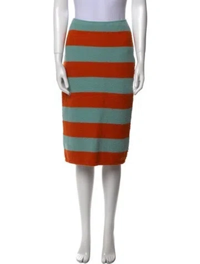 Pre-owned Max Mara Striped Knee-length Skirt In Orange