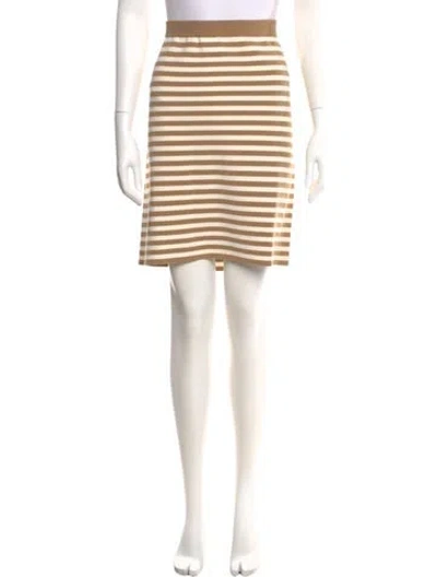 Pre-owned Max Mara Striped Knee-length Skirt W/ Tags In Neutral