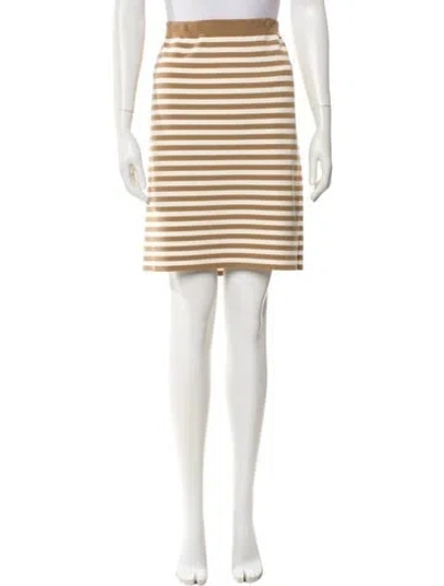 Pre-owned Max Mara Striped Knee-length Skirt W/ Tags In White