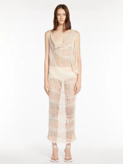 Max Mara Striped Knit Dress In Neutral