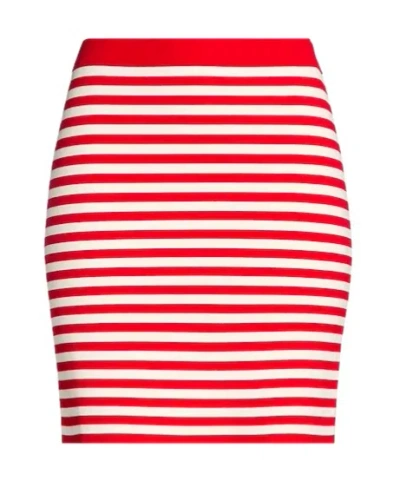 Max Mara Striped Knit Midi Skirt In Red