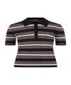 Max Mara Blue Ribbed Knit Msttallero Striped Fitted Polo Shirt In Multi