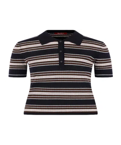 Max Mara Striped Knit Polo Shirt In Multi
