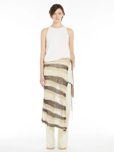 Max Mara Striped Knit Skirt In Coffee