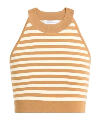 Max Mara Striped Knit Sleeveless Top In Nude