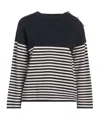 Max Mara Striped Stretch Sweater In Black