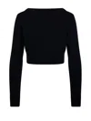 Max Mara Angri Rib Knit Wool Crop Sweater In Black