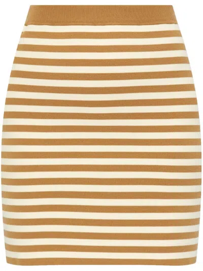 Max Mara Striped Knitted Miniskirt In Brown