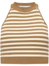 Max Mara Tenna Striped Cropped Top In Beige