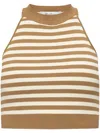 Max Mara Tenna Striped Halterneck Top In Beige