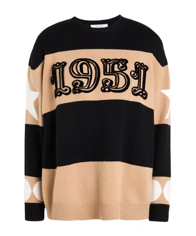 Max Mara Striped Lightweight Knitted Sweater In Brown