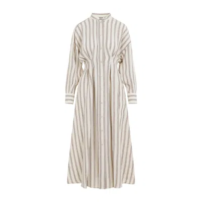 Max Mara Striped Linen Dress For Women | White Linen Long Dress | Ss24 Collection