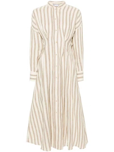 Max Mara Woman Maxi Dress Beige Size 16 Linen In Nude