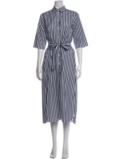 Pre-owned Max Mara Striped Long Dress In Blue
