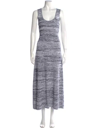 Pre-owned Max Mara Striped Long Dress In Blue