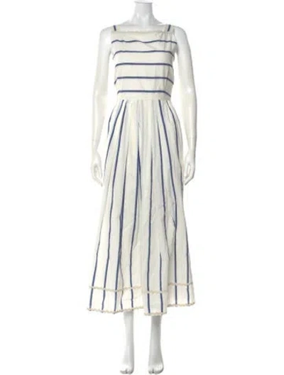 Pre-owned Max Mara Striped Long Dress In Neutral