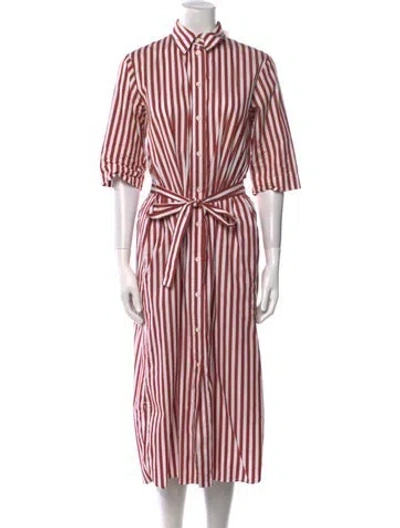 Pre-owned Max Mara Striped Long Dress In Red