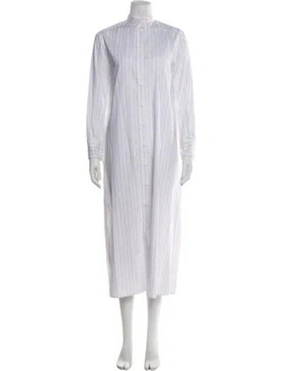 Pre-owned Max Mara Striped Long Dress In White