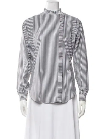 Pre-owned Max Mara Striped Long Sleeve Blouse W/ Tags In Multi