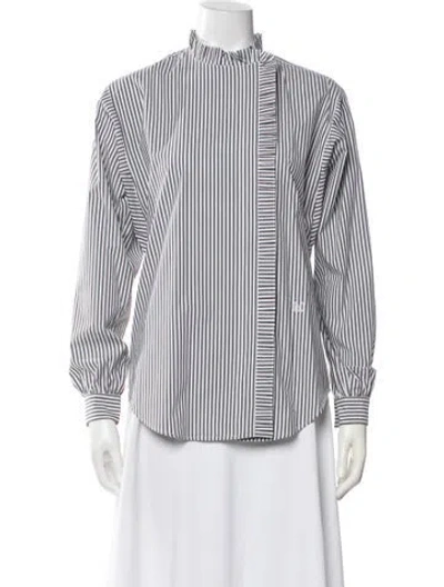 Pre-owned Max Mara Striped Long Sleeve Blouse W/ Tags In Multi