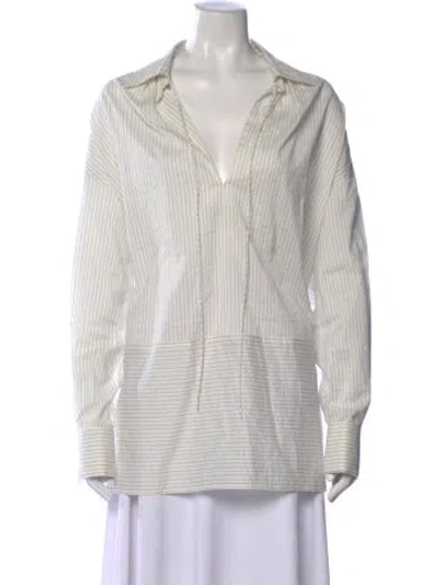 Pre-owned Max Mara Striped Long Sleeve Button-up Top In Multi