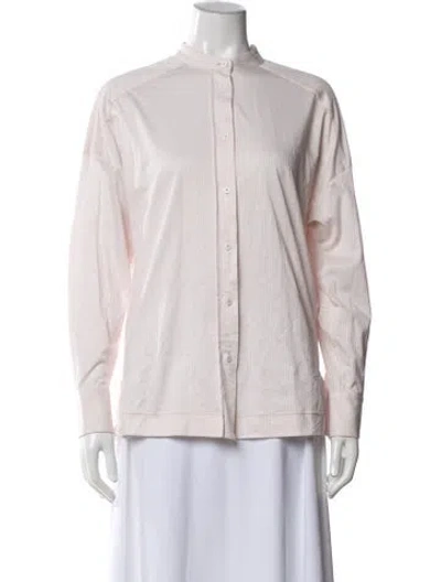 Pre-owned Max Mara Striped Long Sleeve Button-up Top W/ Tags In Blue