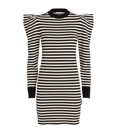 Max Mara Striped Long-sleeve Dress In Black