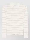 Max Mara Gitano Cashmere Silk Collared Striped Sweater In White
