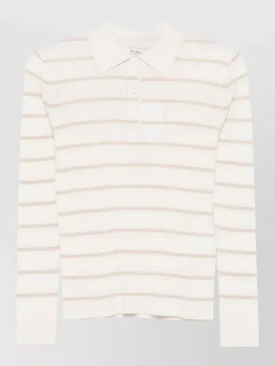 MAX MARA STRIPED LONG SLEEVE POLO CASHMERE SILK KNIT