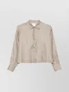 Max Mara Brama Striped Twill Silk Cropped Shirt Shirts Multicolor In Brown