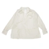 Max Mara Striped Embroidered Cotton Silk Blouse In White