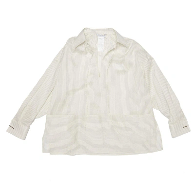 Max Mara Striped Long-sleeved Shirt In White