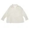 Max Mara Striped Embroidered Cotton Silk Blouse In White