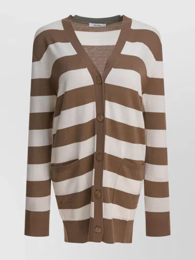 MAX MARA STRIPED LONGLINE KNITWEAR FRONT POCKETS