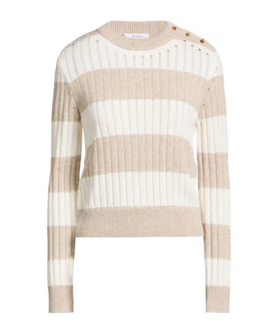 Max Mara Striped Long-sleeved Knitted Sweater In Multi