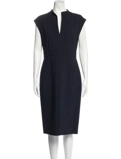 Pre-owned Max Mara Striped Midi Length Dress In Blue