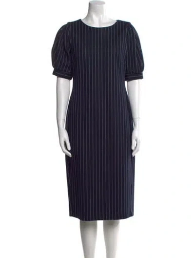 Pre-owned Max Mara Striped Midi Length Dress In Blue