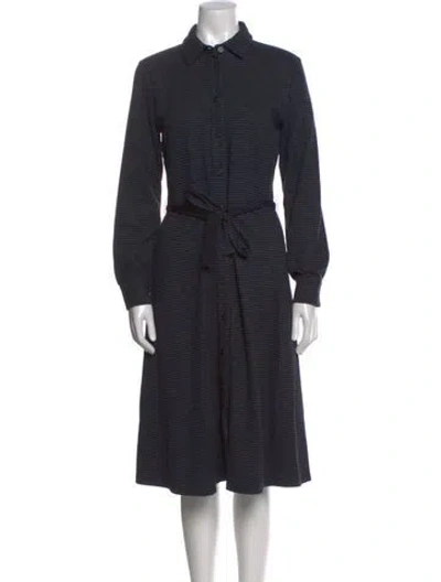 Pre-owned Max Mara Striped Midi Length Dress In Blue