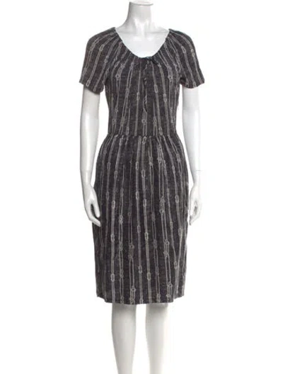 Pre-owned Max Mara Striped Midi Length Dress In Blue