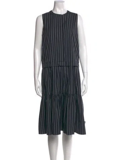 Pre-owned Max Mara Striped Midi Length Dress In Blue