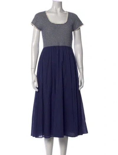 Pre-owned Max Mara Striped Midi Length Dress In Blue