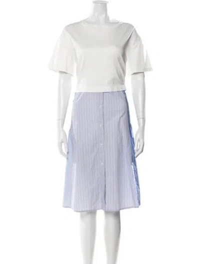 Pre-owned Max Mara Striped Midi Length Dress In Blue
